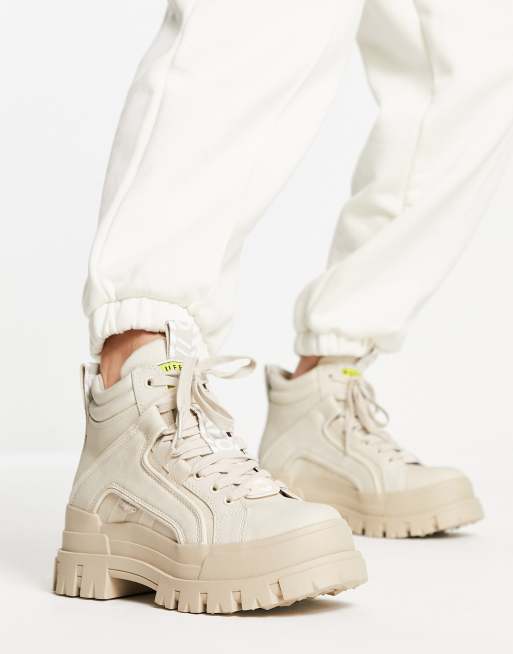 Buffalo Aspha flat ankle boots in beige ASOS
