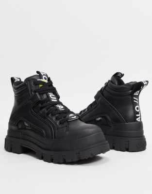 buffalo aspha flat ankle boots in washed denim