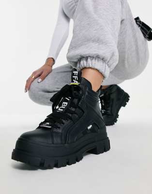Buffalo Buffalo Aspha flat ankle boots in black
