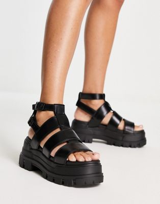 Buffalo Aspha GLD vegan platform sandals in black