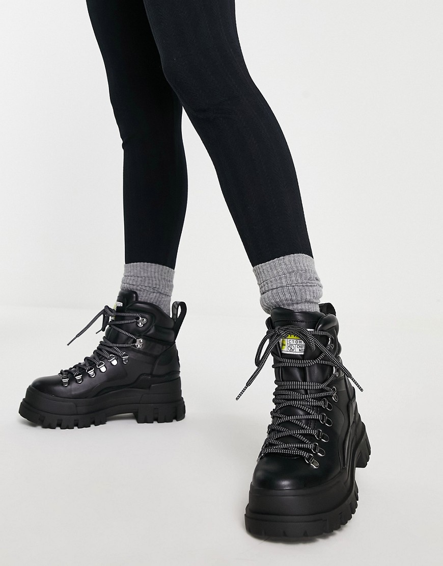 Buffalo Aspha Hike Lace Up Boots In Black