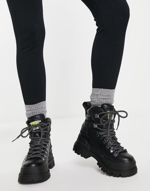 Black lace 2025 up hiking boots