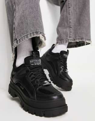buffalo black aspha mid trainers