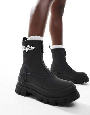 Buffalo Aspha rain zip up boot in black