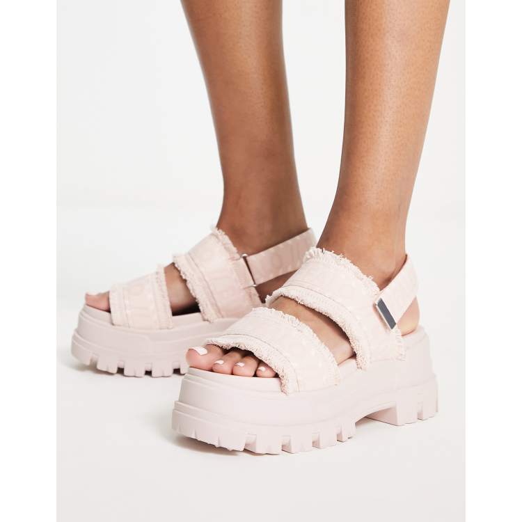 Buffalo Aspha STR vegan-friendly platform sandals in rose | ASOS