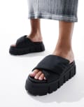 [Buffalo] Buffalo Ava Velcross flat sandals in black 41 BLACK