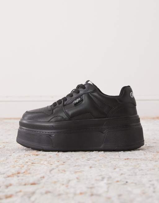 Baskets Chunky Noires Taille 5 (UK), En Simili Cuir - Occasion, Marque Non Spécifiée