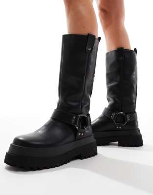 Buffalo - Bikerstiefel in Schwarz mit hohem Schaft