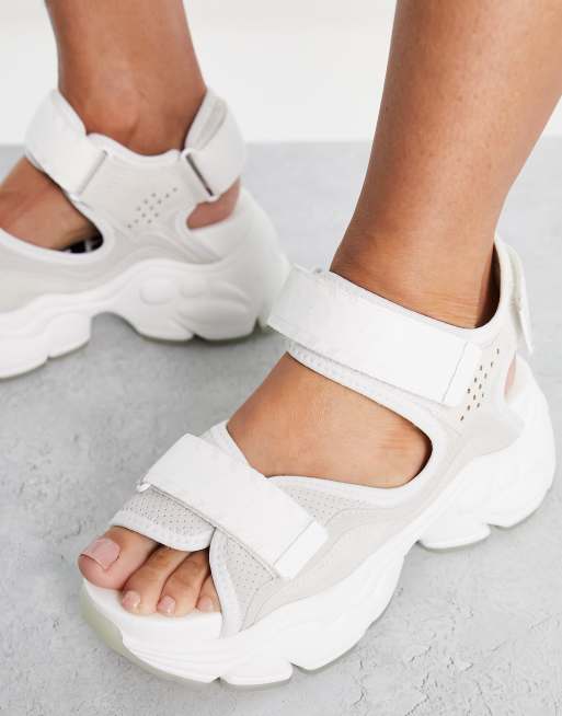 Buffalo Binary 0 vegan friendly sporty sandals in white ASOS