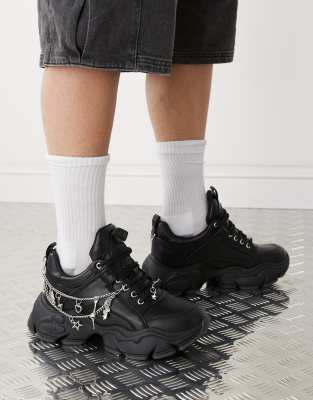Buffalo - Binary - Scarpe nere con suola spessa e ciondoli - view 1