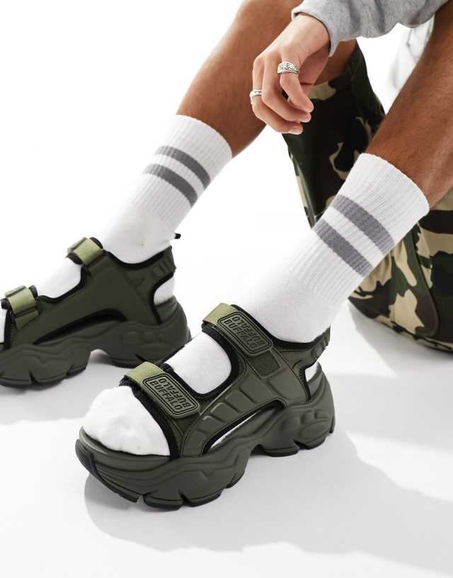 Buffalo - binary track sandals in khaki