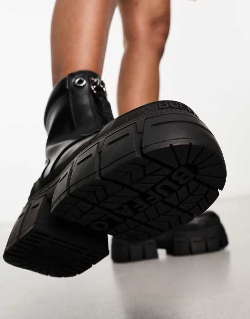 Buffalo - Bottines chunky zippées imitation cuir - Noir, 2 de 4