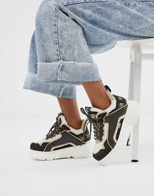 Buffalo - Chai teddy sneakers in gebroken wit en verschillende kleuren | ASOS