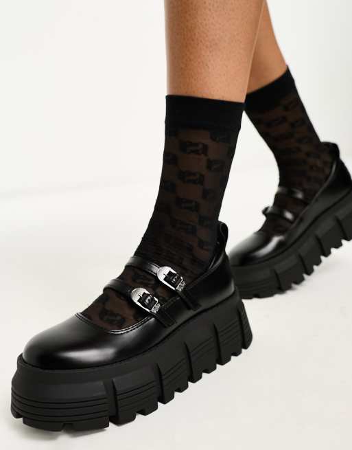 Buffalo chunky ballerina shoes in black