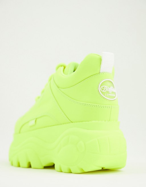 Buffalo - Chunky flatform-sneakers i neongul, 2 af 4