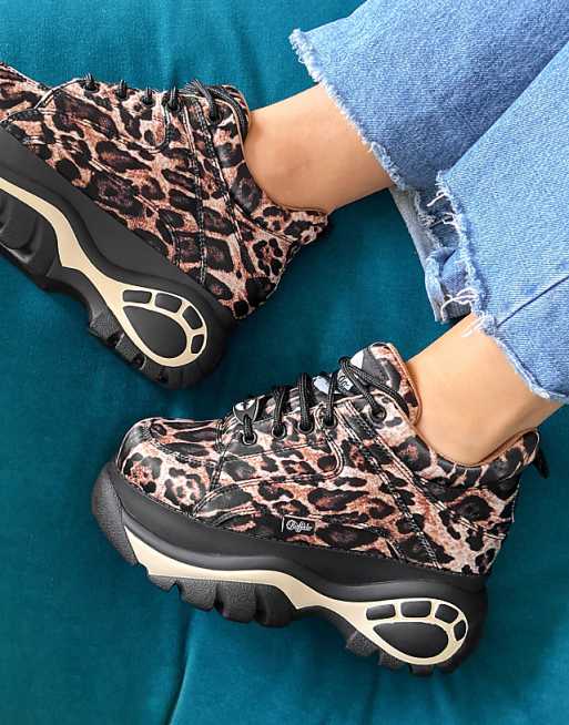 Buffalo chunky flatform trainers in leopard print | ASOS
