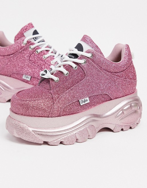 Buffalo chunky trainers in pink glitter