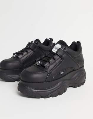 Buffalo London Platform Sneakers In Black Leather