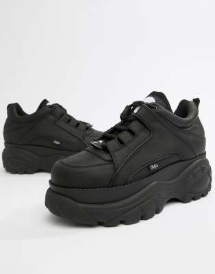 thick sole black trainers