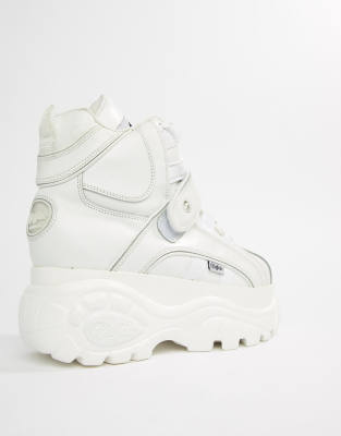 white chunky high top trainers