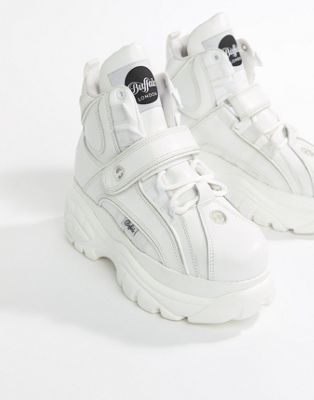 high top white platform sneakers