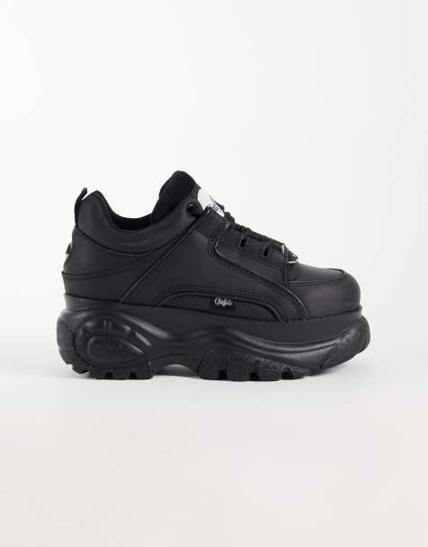 Buffalo Classic leather platflorm sneakers in black - view 1