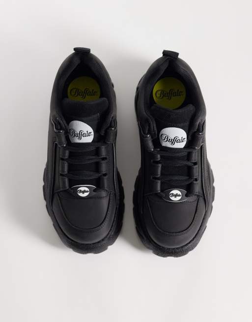 Buffalo Classic leather platflorm trainers in black , 2 of 5