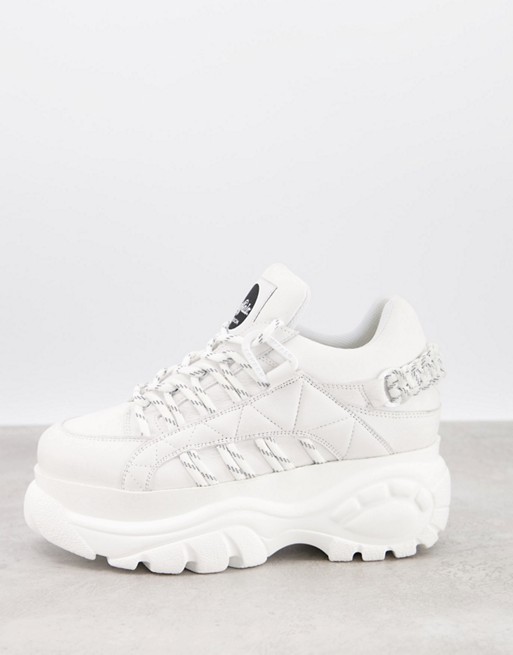 Buffalo classic letty chunky sole hiker trainers in white