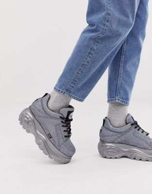 Buffalo - Classic - Sneakers med chunky sål i sølv glitter