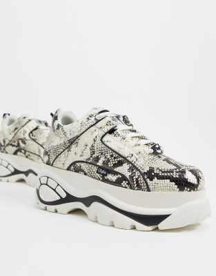 white snake print trainers