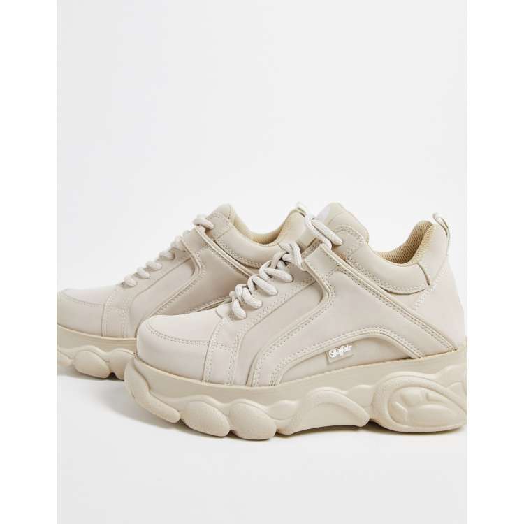 Buffalo CLD Corin low platform trainers in cream