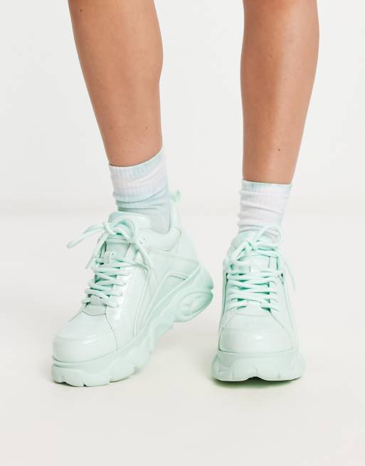 Buffalo Cloud Chai platform Newton sneakers in mint patent 