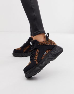 buffalo colby exclusive low platform chunky trainers in leopard