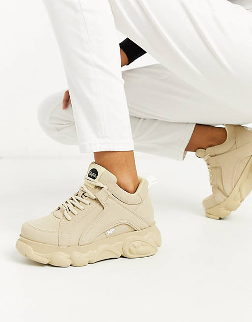 Buffalo Colby exclusive low platform chunky trainers in cream