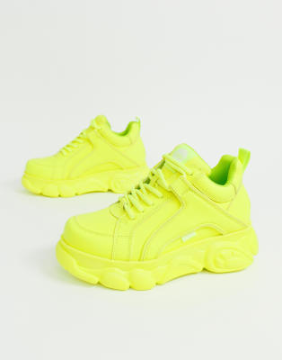 neon green platform sneakers