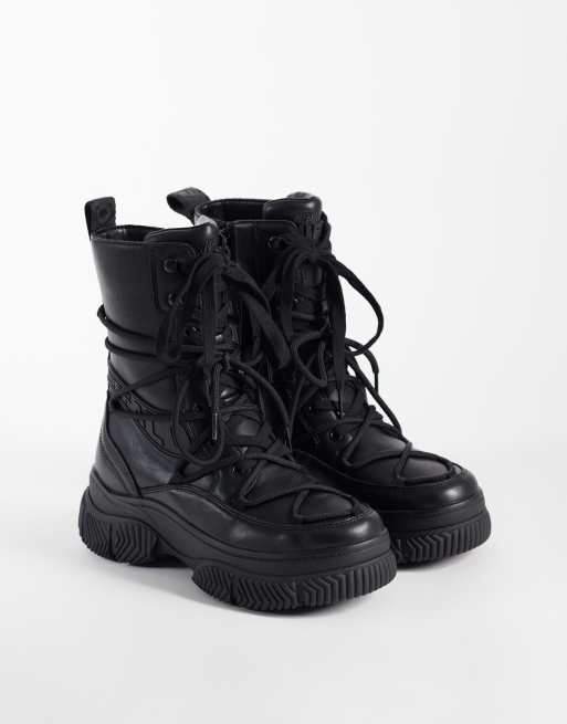 Buffalo Doozer double lace boots in black, 2 of 4