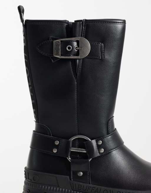 Buffalo Gosper platform biker boots in black, 3 of 5