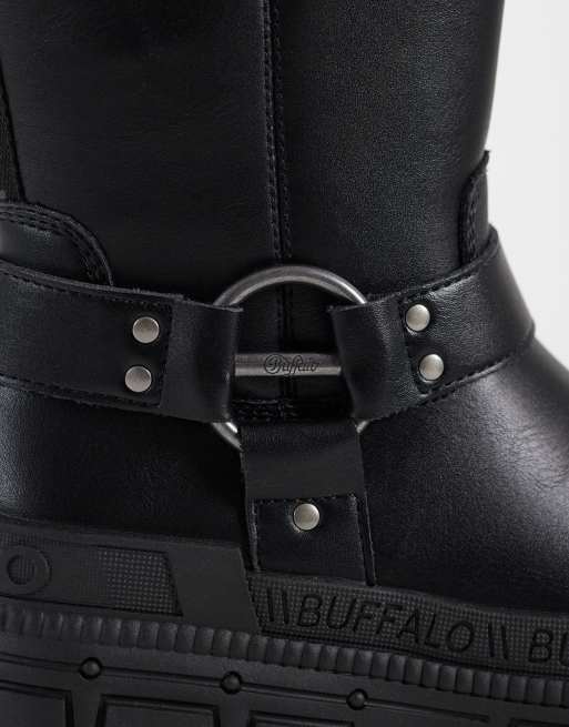 Buffalo Gosper platform biker boots in black, 4 of 4