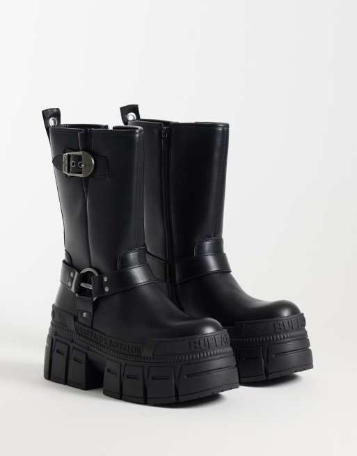 Buffalo Gosper platform moto boots in black, 2 of 5