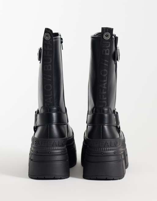 Buffalo Gosper platform moto boots in black, 4 of 5