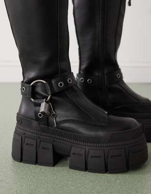 Buffalo Gospher High Moto Boots In Black