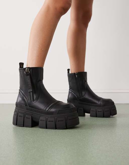 Buffalo Gospher zip up booties in black