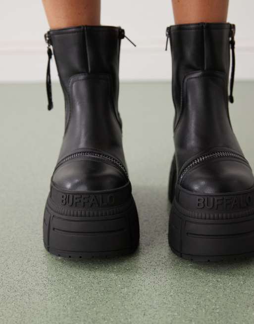 Buffalo Gospher zip up booties in black