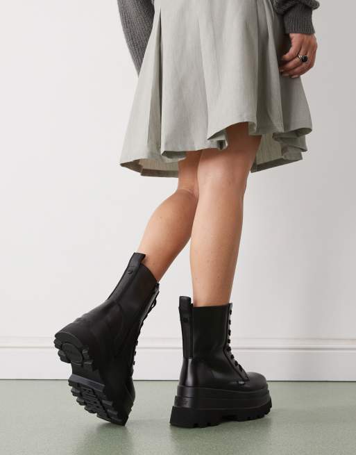 Buffalo Jupiter lace-up boots in black | ASOS