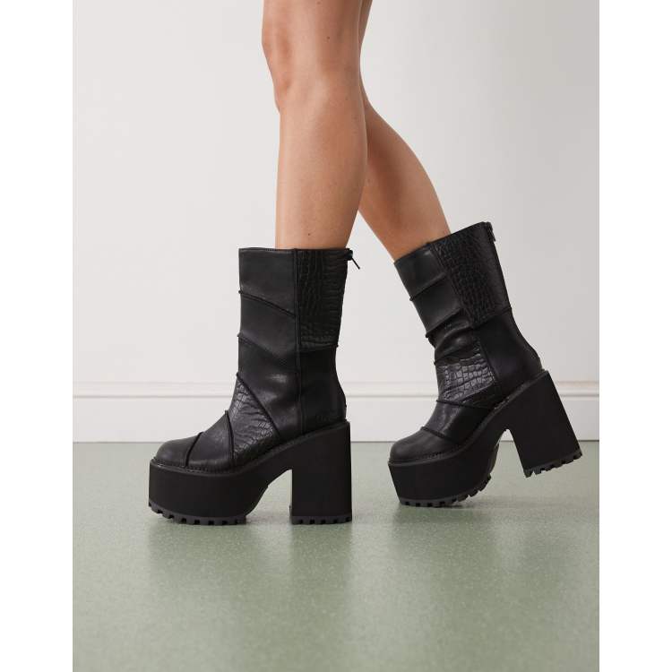 Buffalo Killah patch boots in black | ASOS