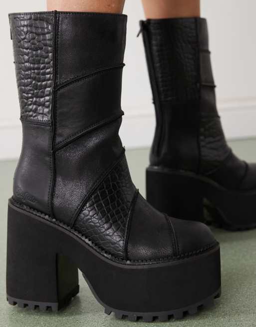 Buffalo Killah patch boots in black | ASOS