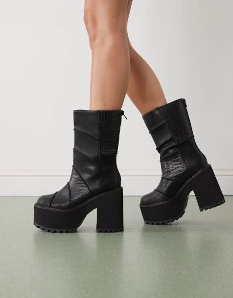 Buffalo – Killah – Svarta, lappmönstrade boots - view 1