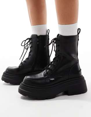 Buffalo lace up boots in black