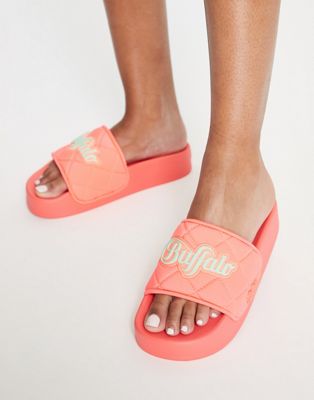 Buffalo lake soft quilted sliders in coral - ASOS Price Checker