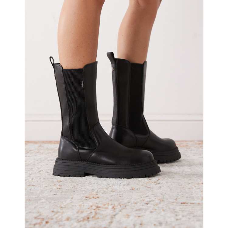 Buffalo Lennox Chelsea high boots in black ASOS
